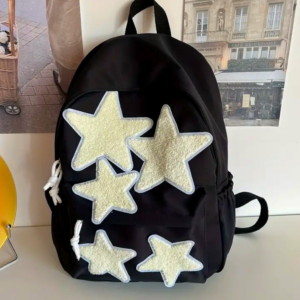 Kawaii Star Decor, Cute Preppy Canvas, Women's Everyday Laptop Bag & Rucksack